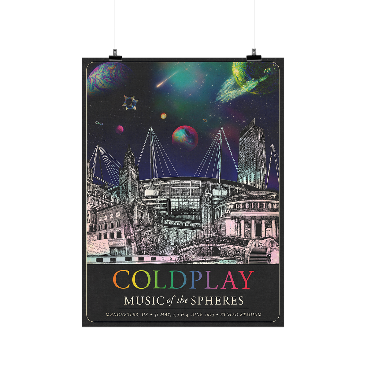 2023 Manchester Music Of The Spheres Tour Poster - Hand Numbered Limited Edition Art Print