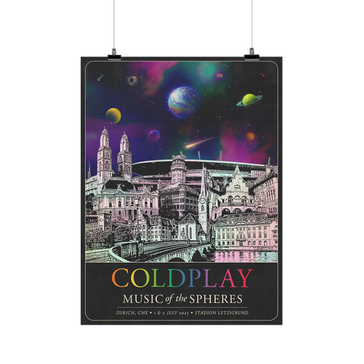 2023 Zurich Music Of The Spheres Tour Poster - Hand Numbered Limited Edition Art Print